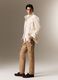 Beige stretch cotton slim fit cargo trousers_0