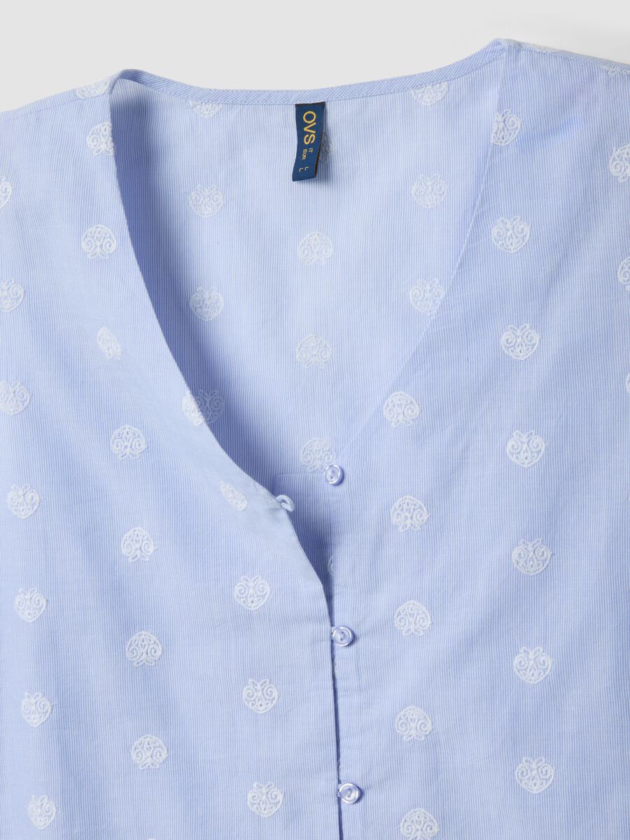 Light blue sleeveless pure cotton pyjama top with buttons_5