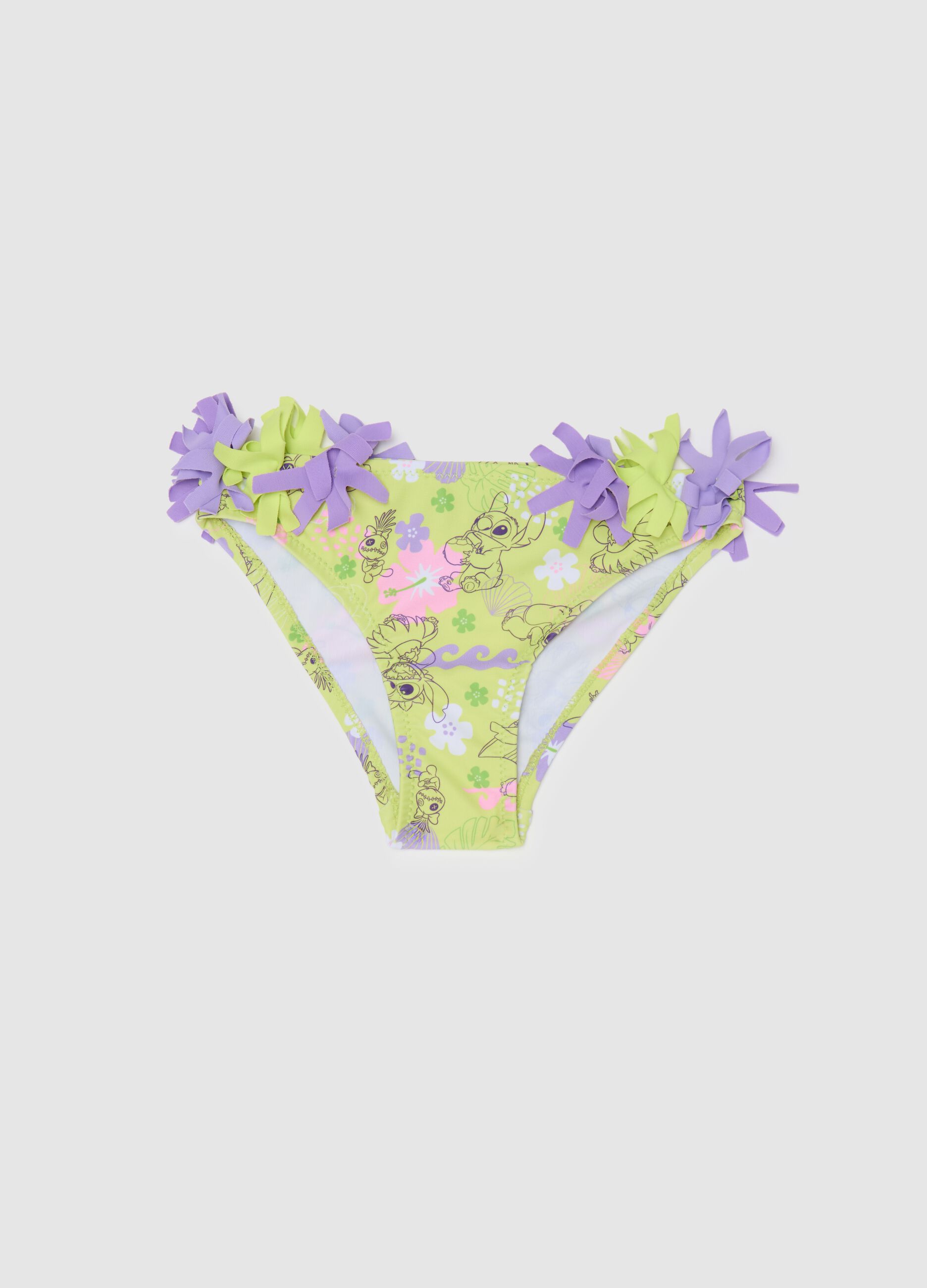 Girls’ swim briefs in multicoloured stretch fabric