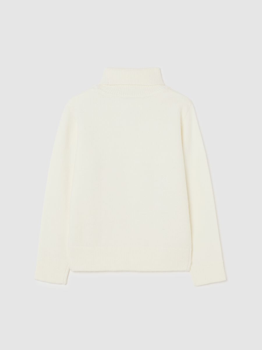 Maglione a collo alto bianco da bambino regular fit_1