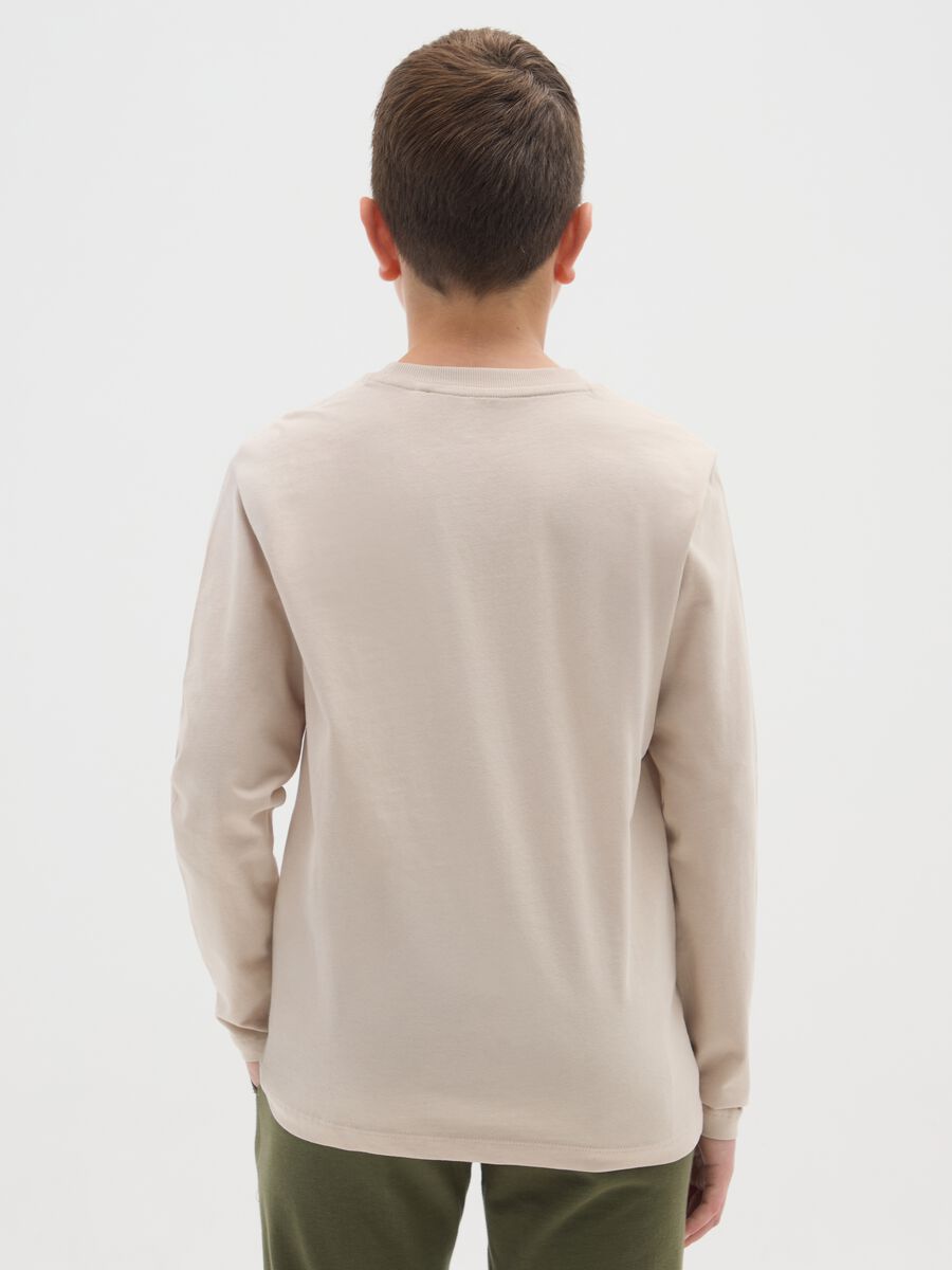 Maglia da ragazzo in puro cotone beige regular fit_1