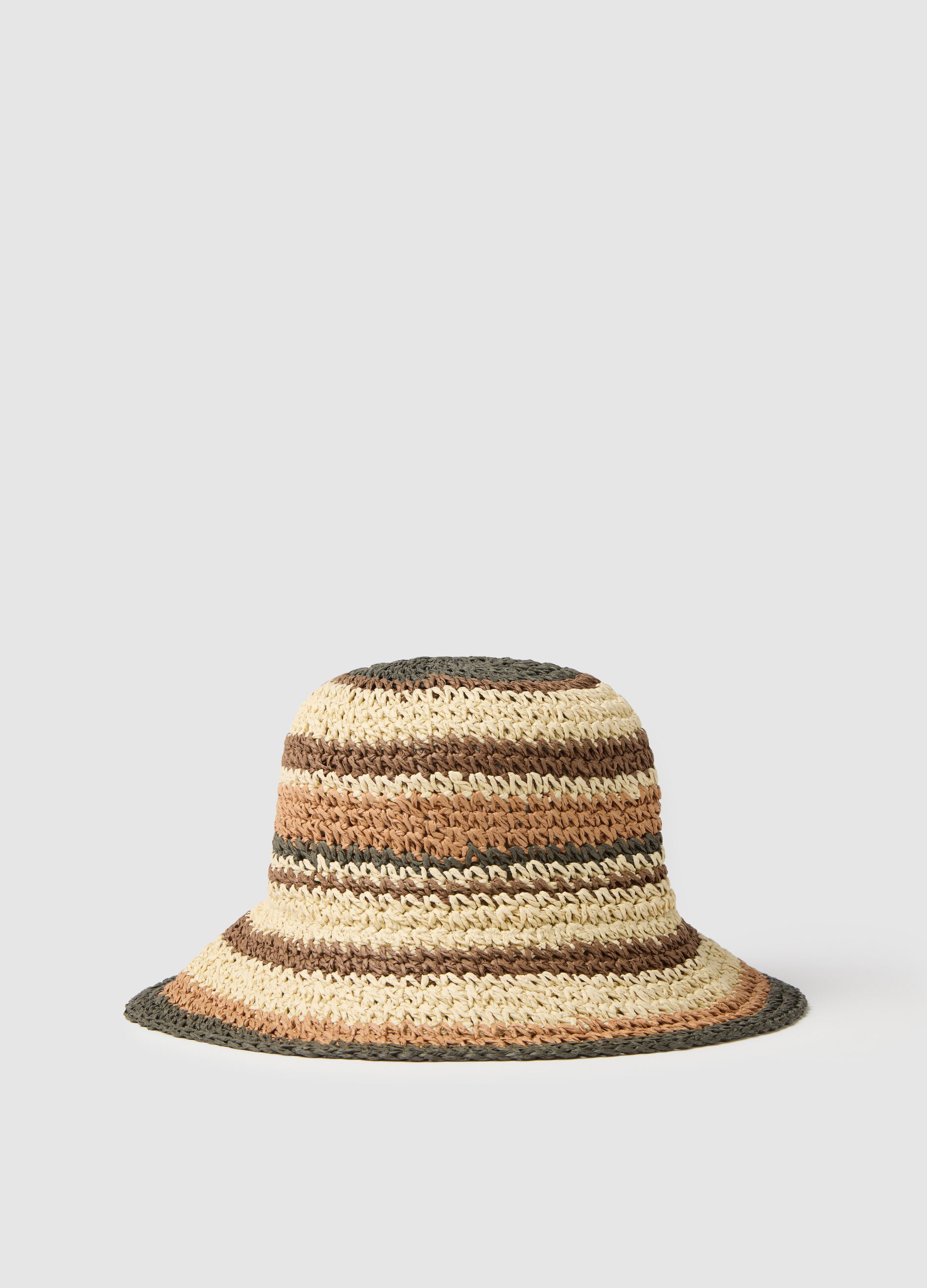 Cappello da donna in puro textile paper multicolor