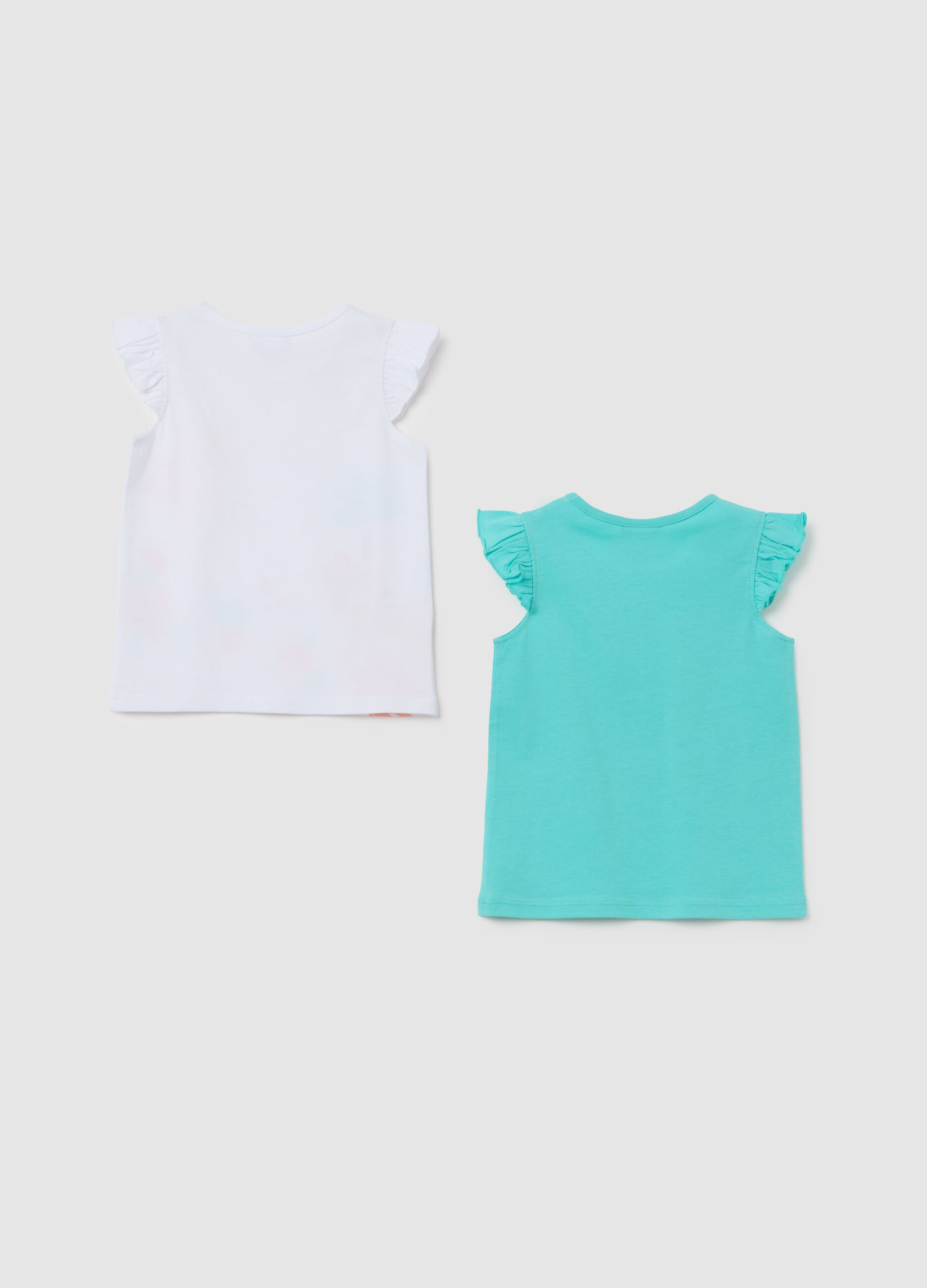 Multicoloured regular fit pure cotton girls' T-shirt with prints