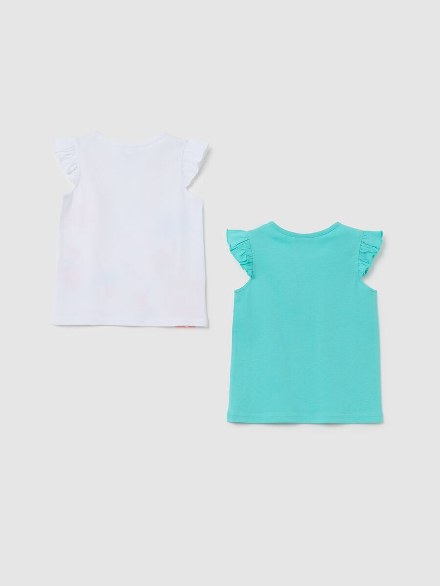 Multicoloured regular fit pure cotton girls' T-shirt with prints_1