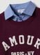 Purple viscose and wool-blend jumper with V-neck and shirt insert_5