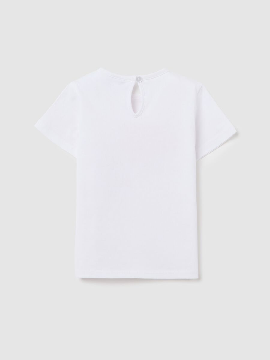 White short-sleeved T-shirt with tropical print_1
