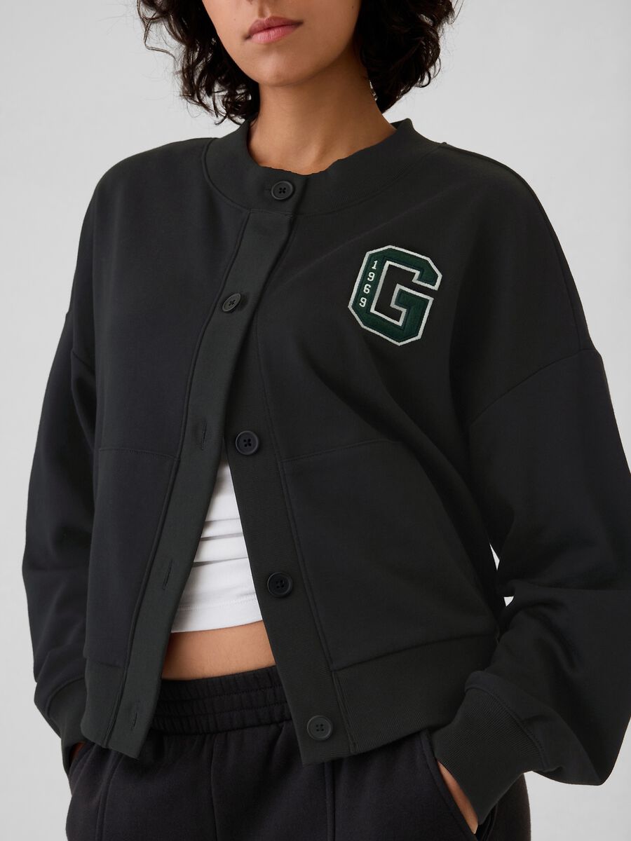Oversized sweatshirt with buttons and logo embroidery_3