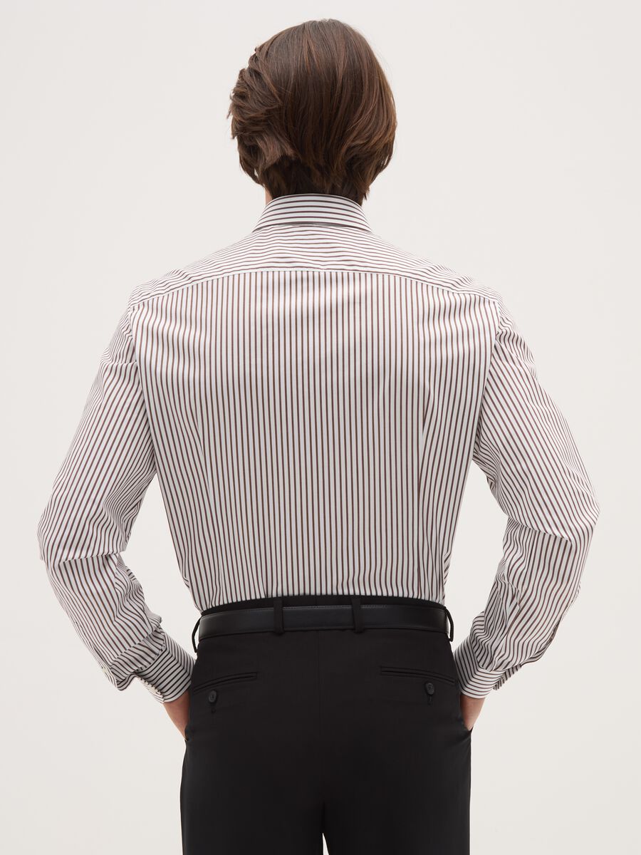 Camicia multicolor in puro cotone slim fit a righe collo alla francese_2