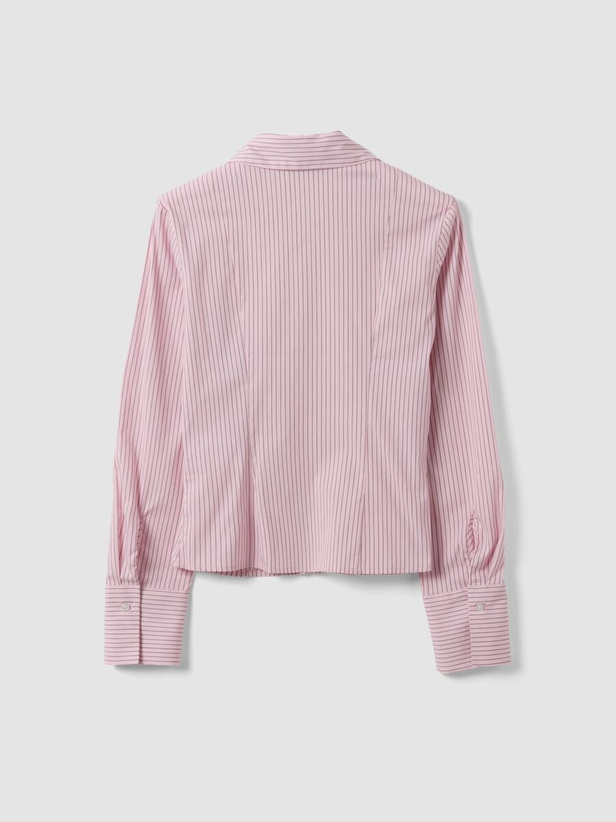 Camicia rosa a righe in cotone elasticizzato slim fit_1