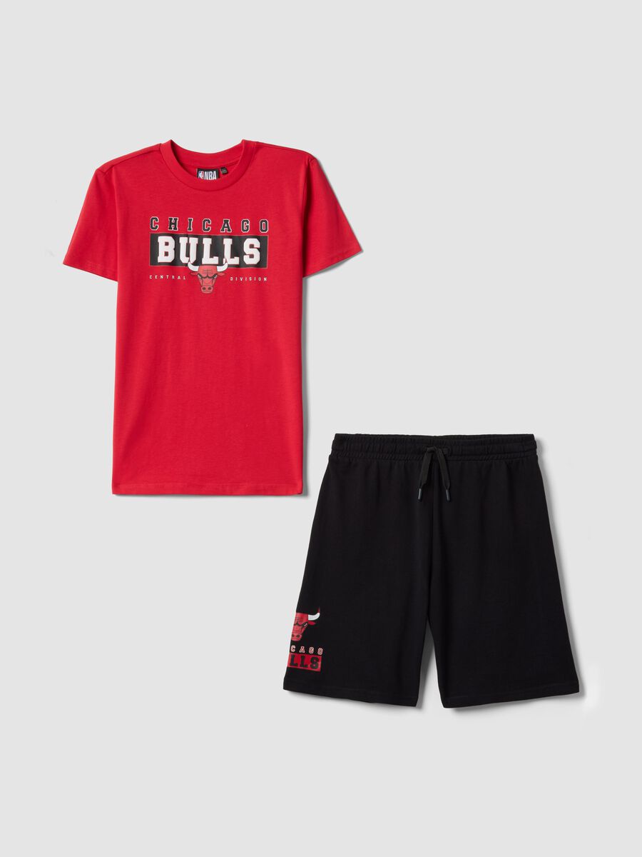 Multicolour pure cotton oversized fit Chicago Bulls set for boys_3