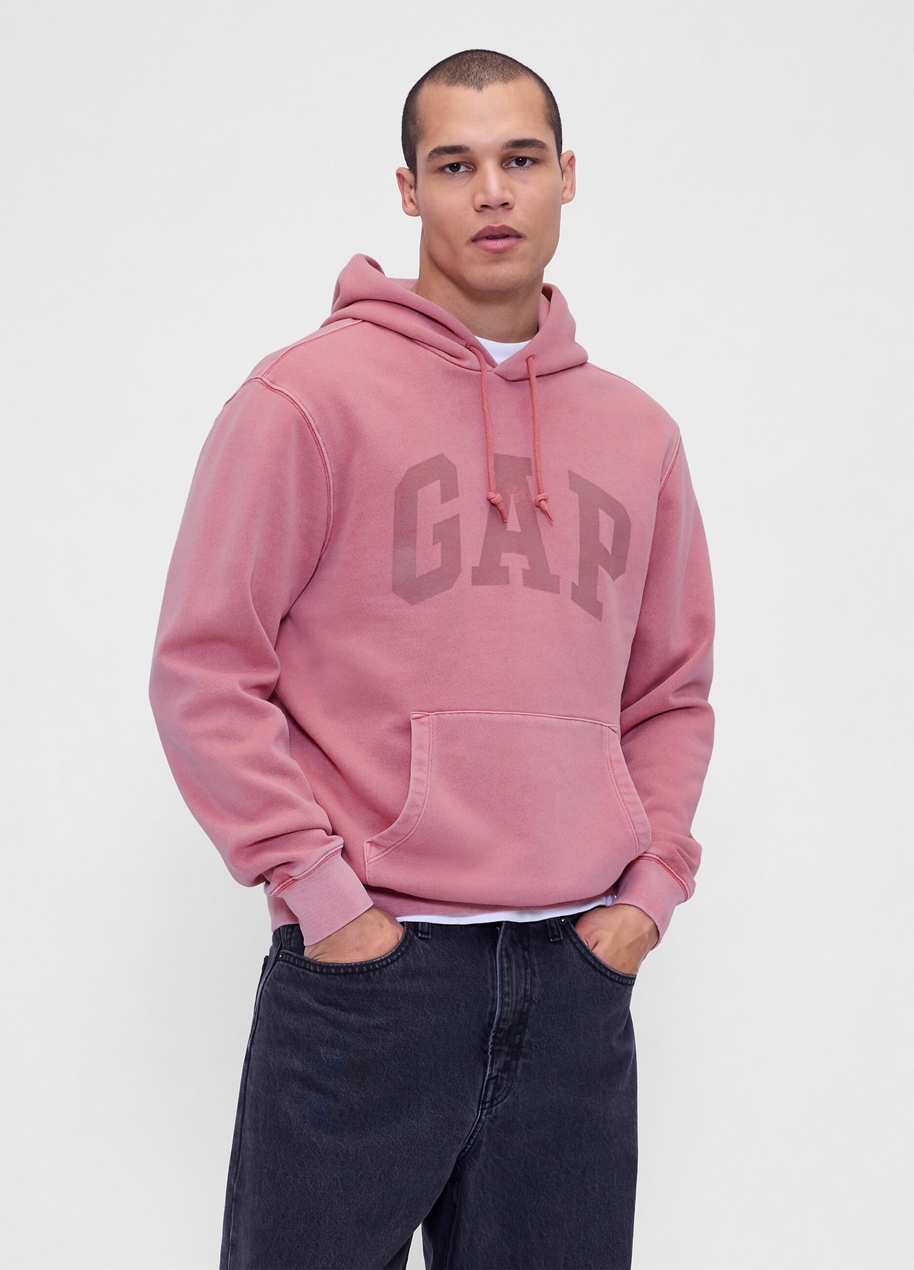 Pink hoodie with pouch pocket