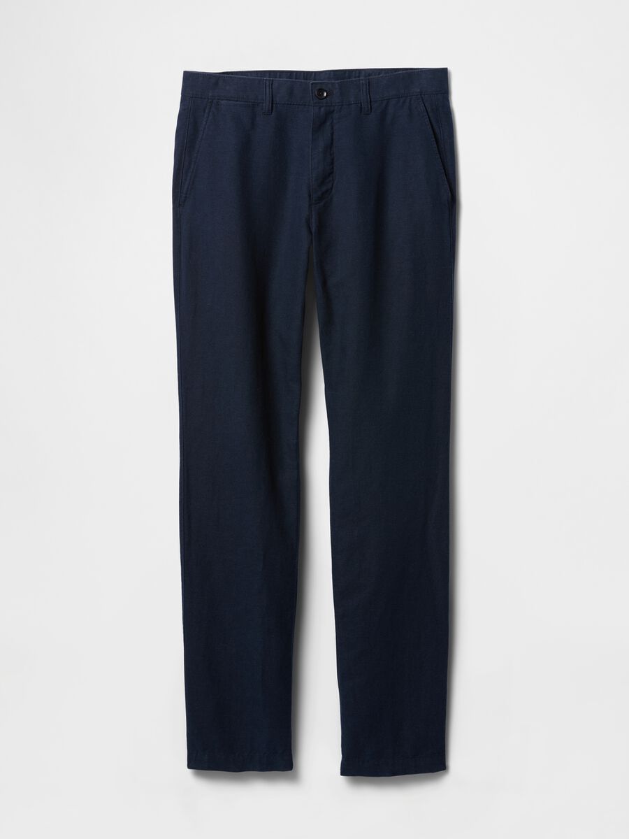 Gap Regular Blue Trousers in Linen and Cotton_4