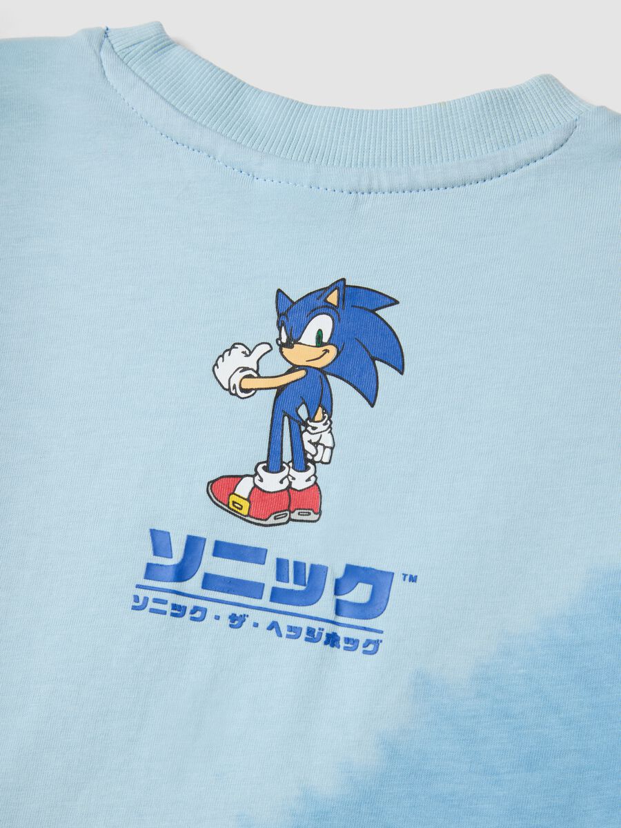 T-shirt in puro cotone azzurra da bambino regular fit con Sonic_3