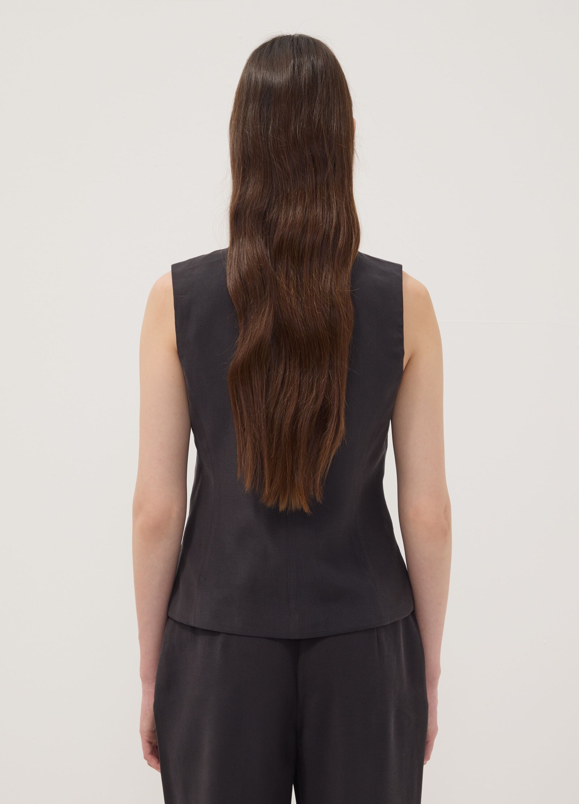 Black slim-fit viscose-blend waistcoat