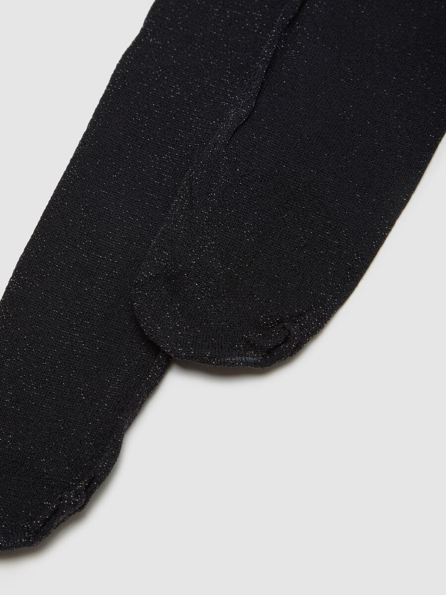 Collant da bambine in tessuto elasticizzato nero_1