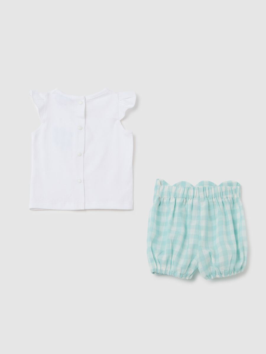 Multicoloured pure cotton baby girl top and shorts set_1