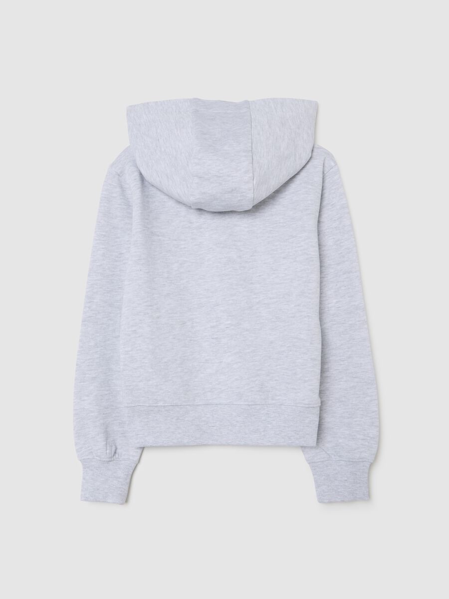Girls' grey zip-up hoodie in pure cotton regular fit_1