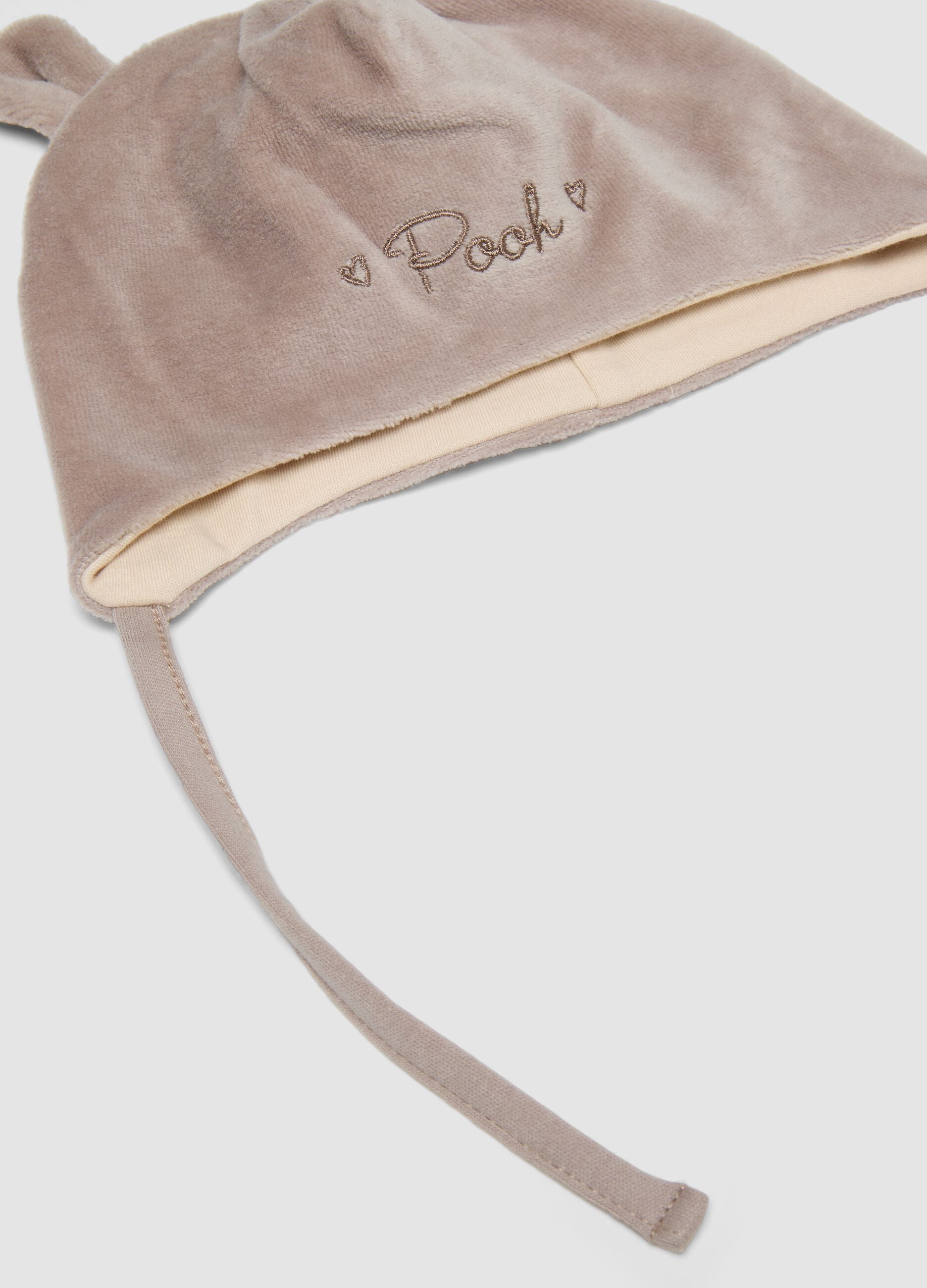 Grey Winnie the Pooh baby hat and booties set