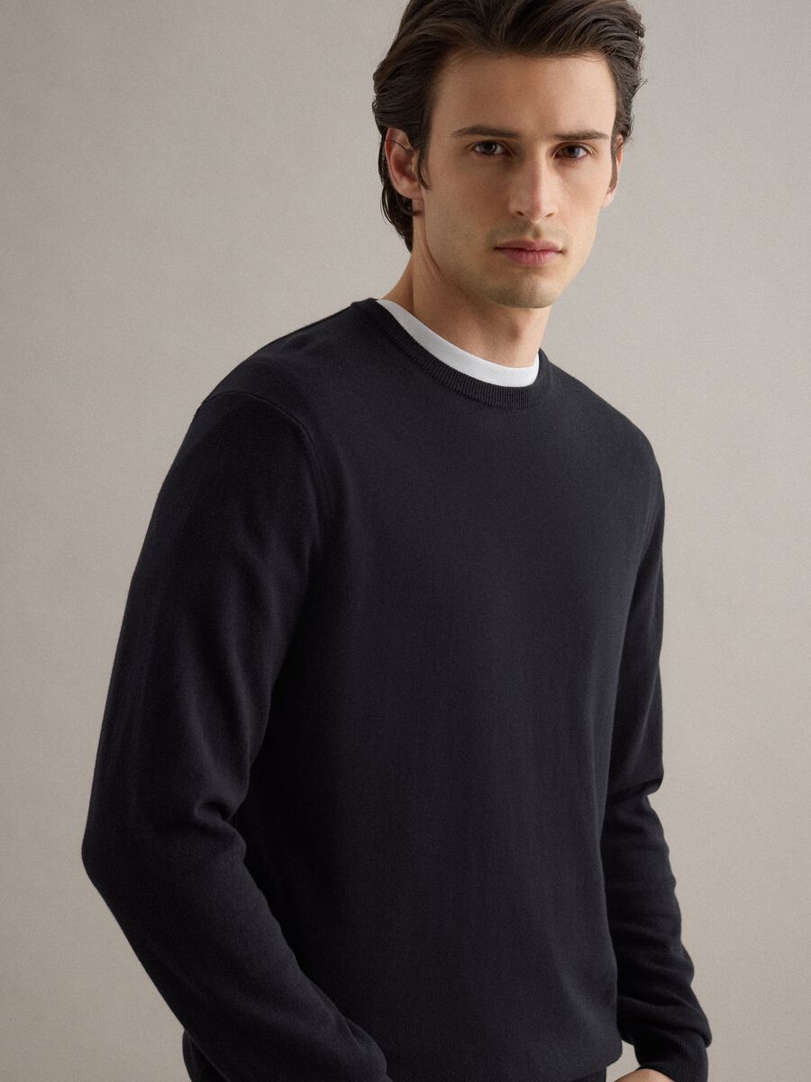 Black sweater in pure cotton_0