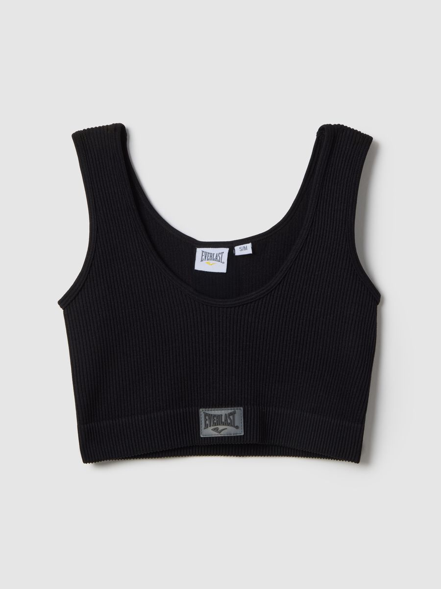 Black regular fit sports tank top_4