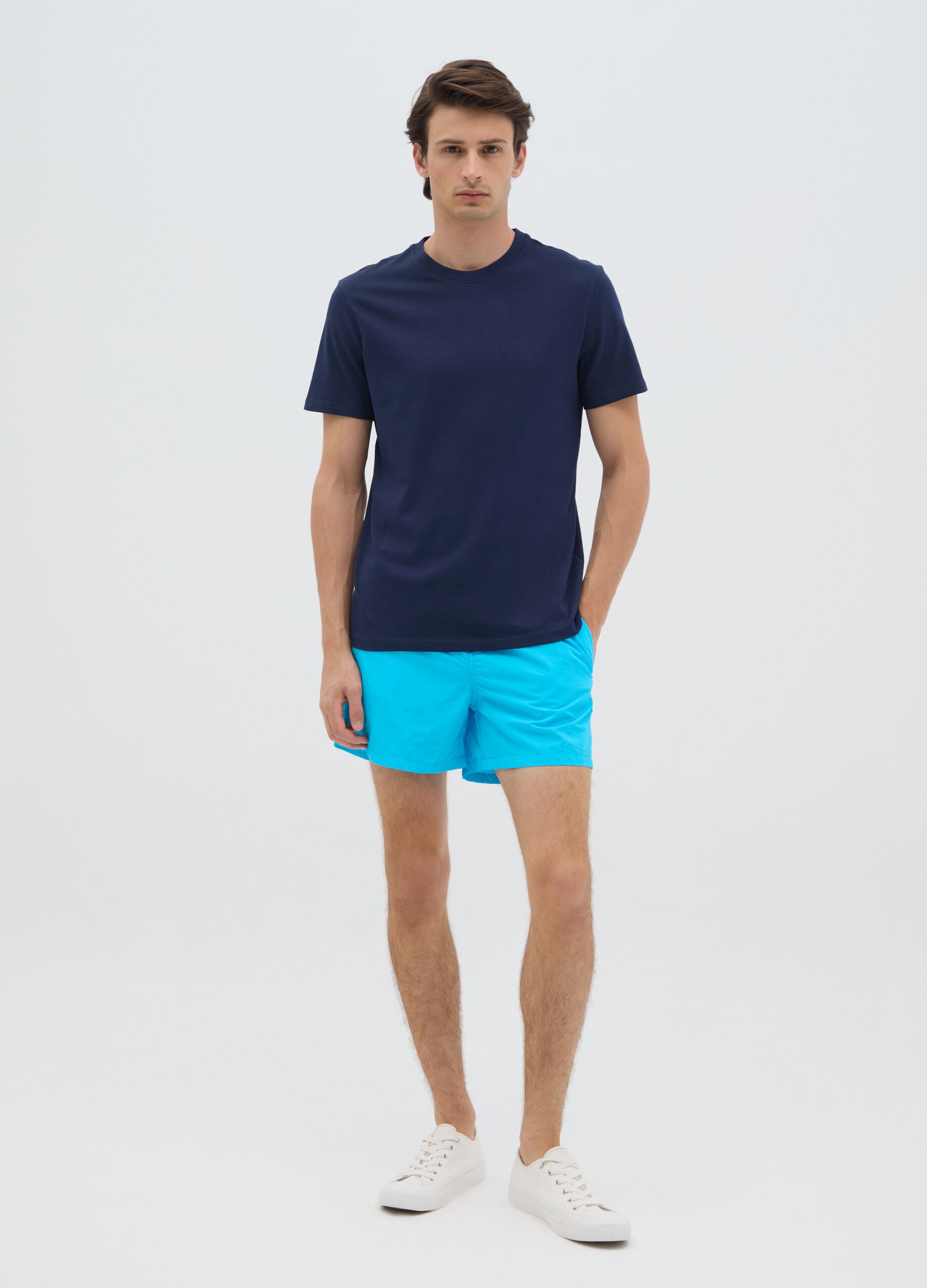 Boxer mare da uomo in misto azzurro regular fit