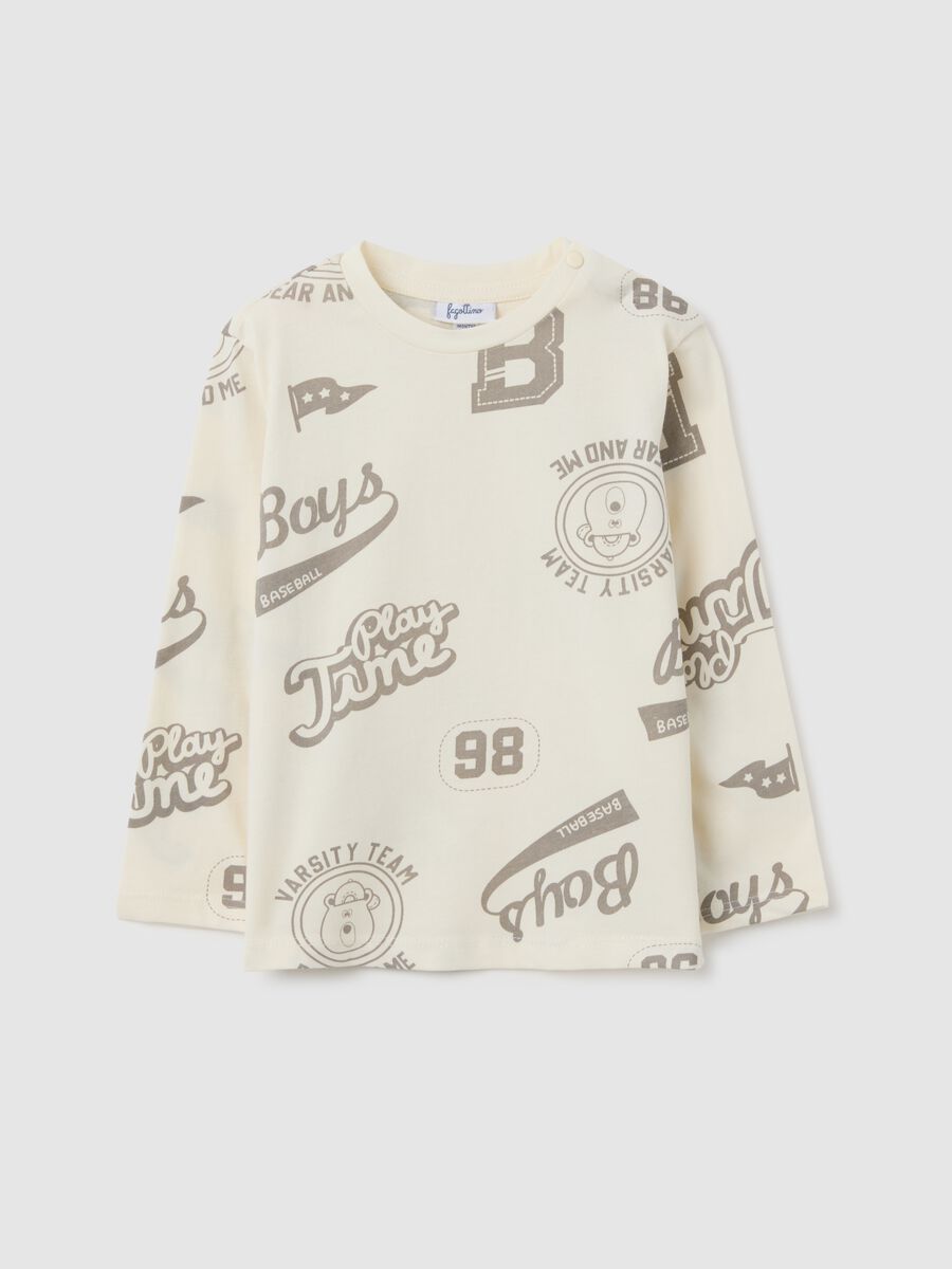 Children's beige pure cotton regular fit t-shirt_0