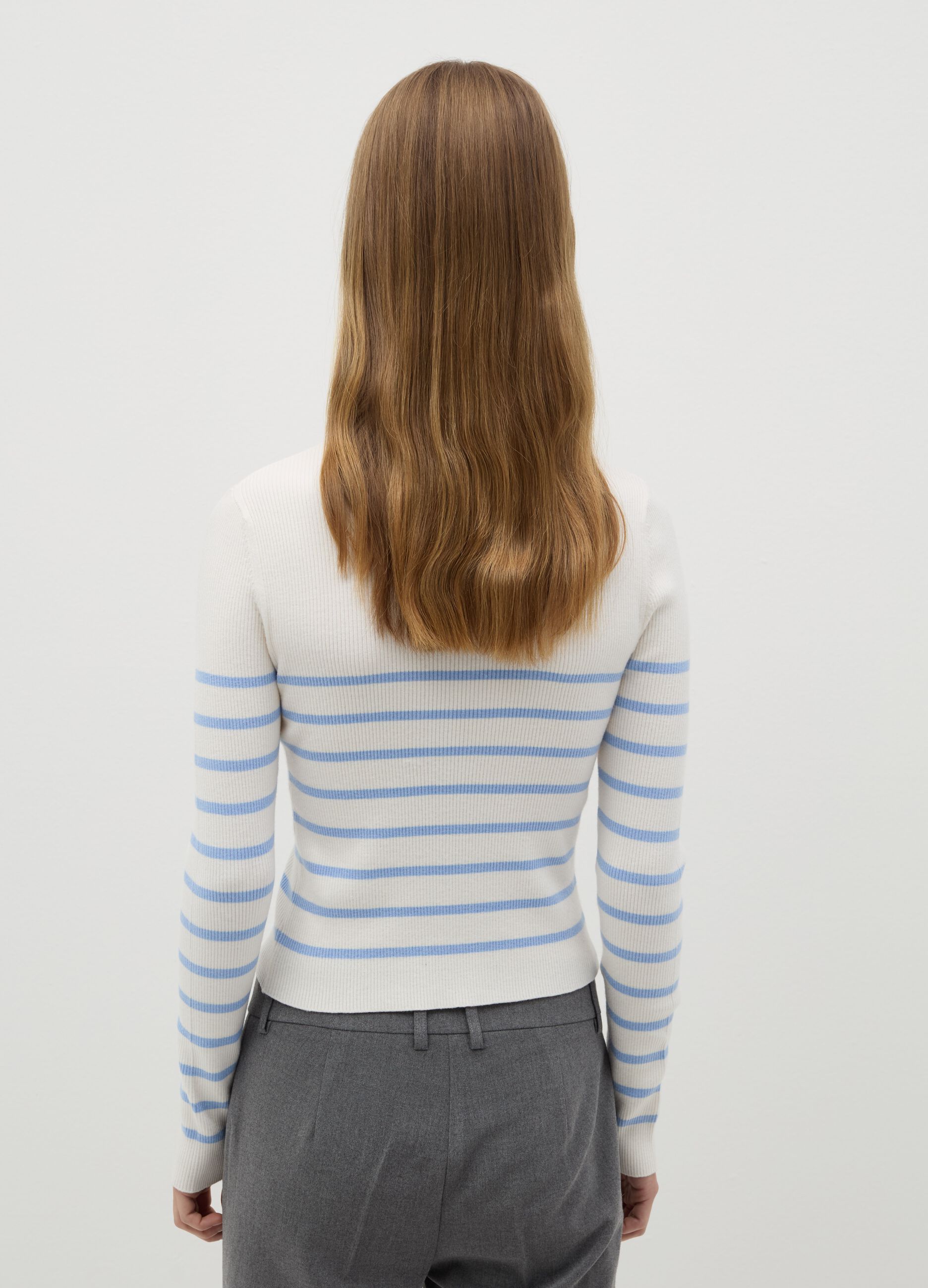 Striped top with mock neck