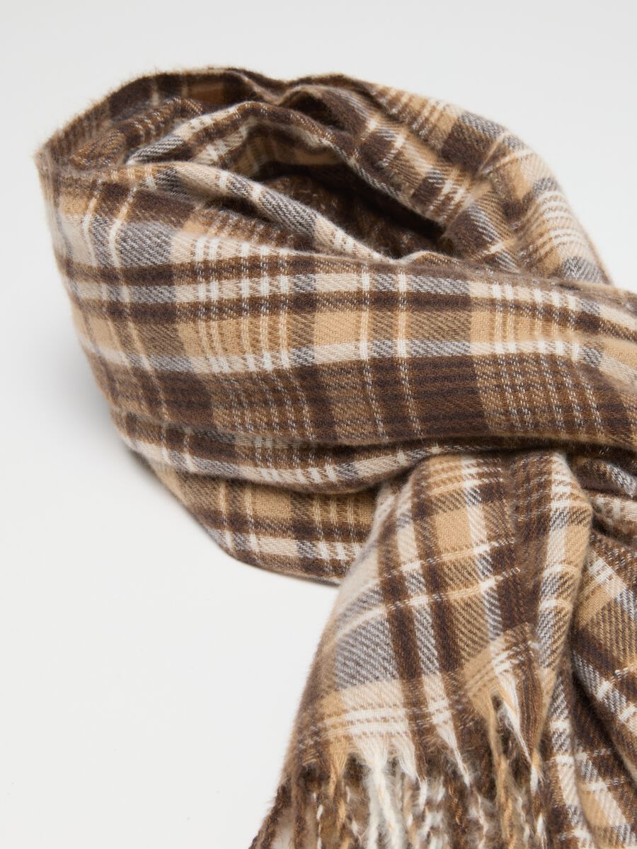 Multicolour Check Scarf with Fringes_1