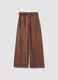 Brown striped wide-leg trousers in pure cotton_0