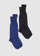 Blue cotton and cashmere knee-high socks_0
