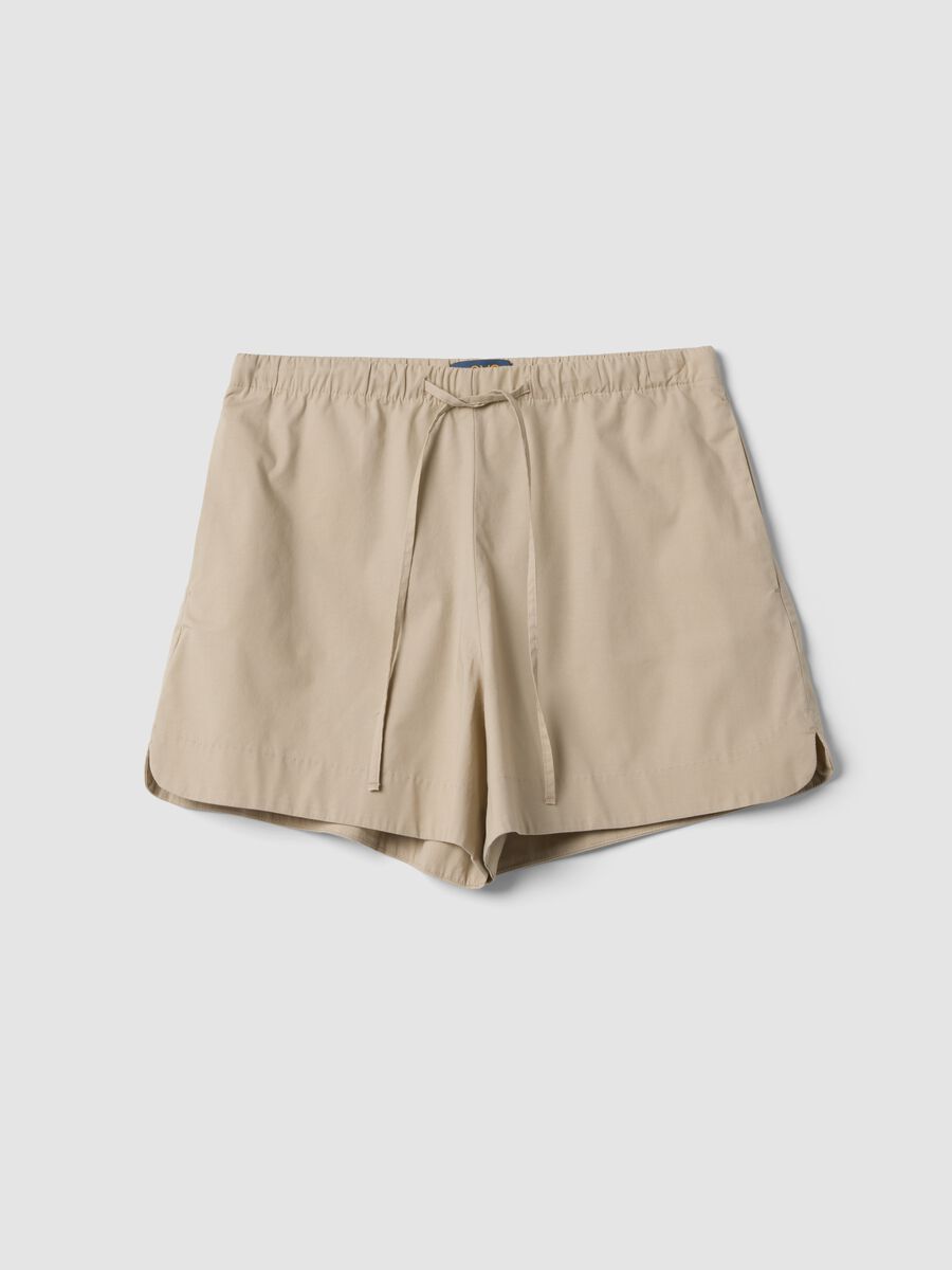Shorts beige in cotone elasticizzato regular fit_0