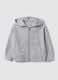 Grey hooded sweatshirt in pure organic cotton, oversized fit for baby girl_0