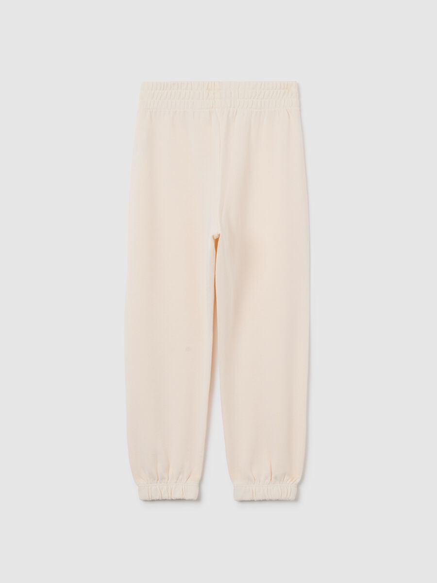 Girls' trousers in pure beige cotton regular fit_1
