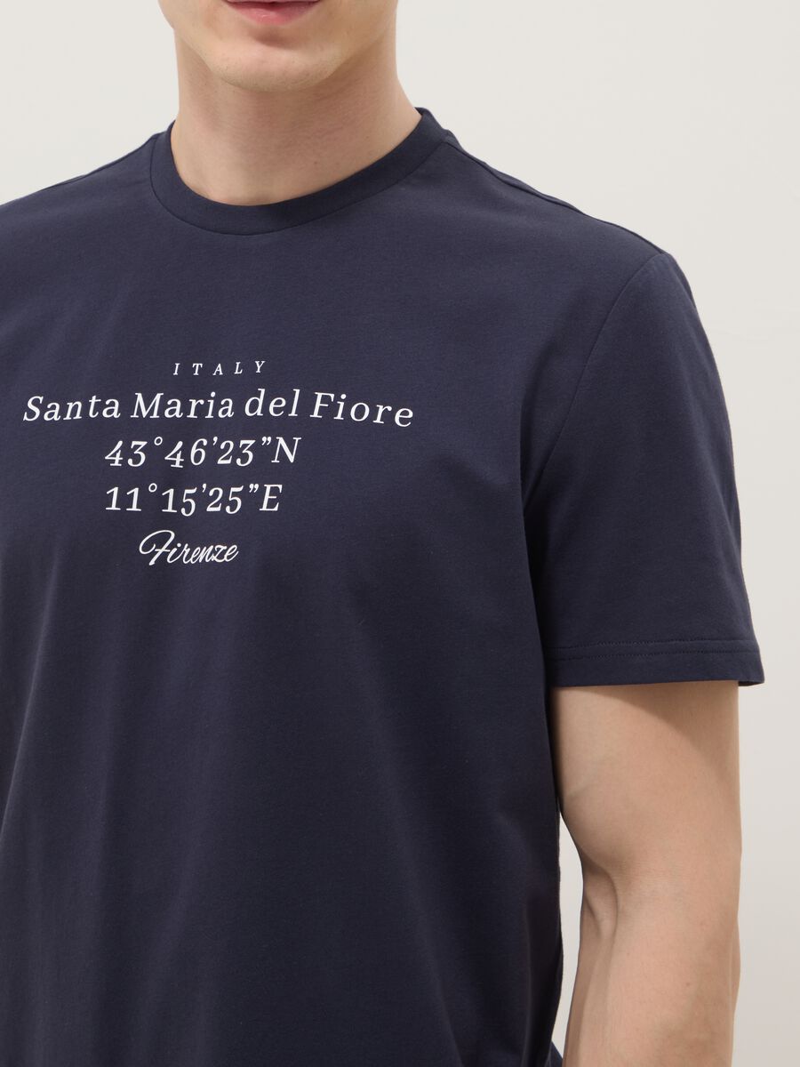 Blue short-sleeved pure cotton regular fit T-shirt_3
