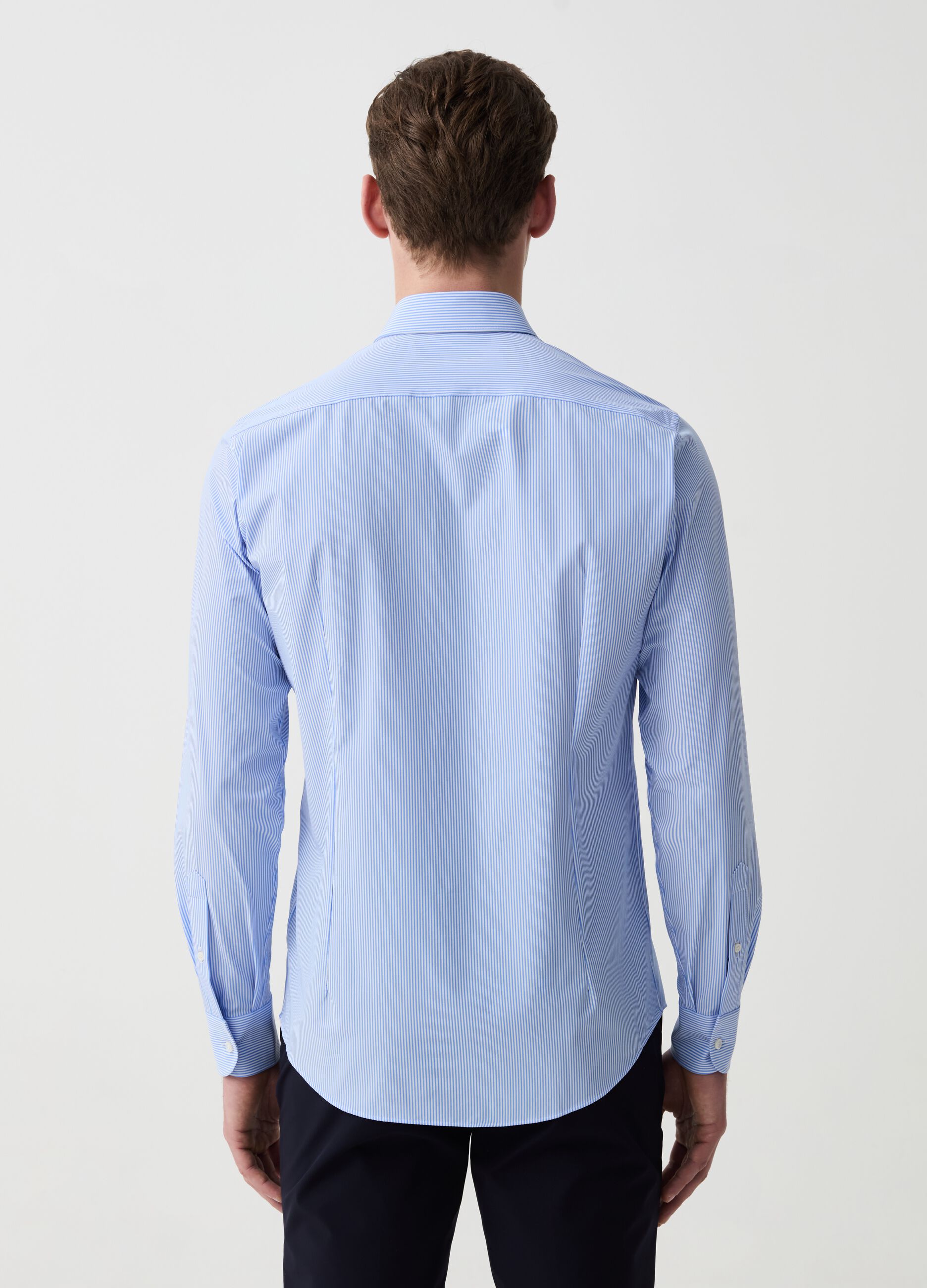 OVS Tech stretch slim-fit shirt with thin stripes