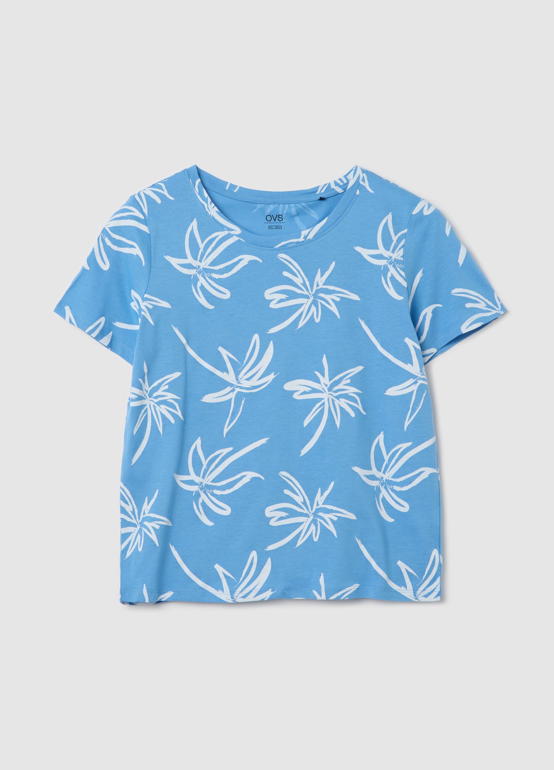 Light blue T-shirt with floral print