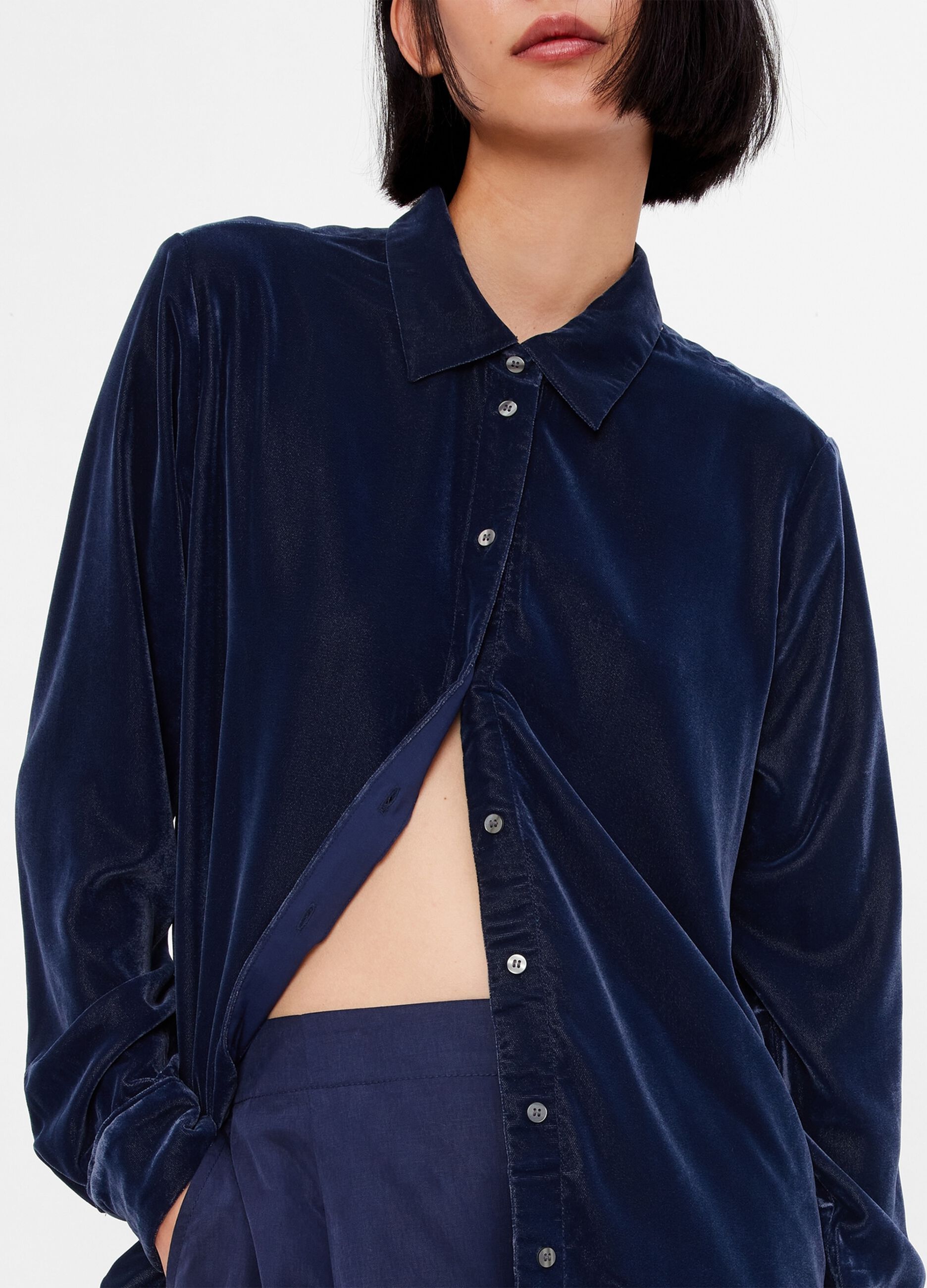 Camicia in velluto tinta unita