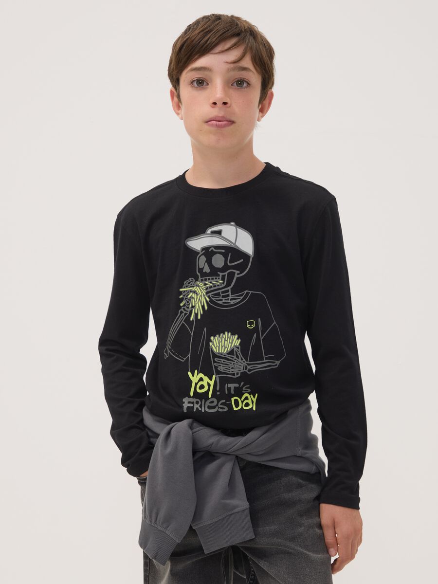 Black pure organic cotton crew-neck T-shirt_0