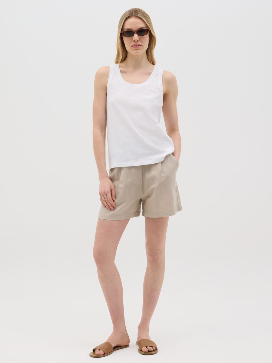 White Cotton and Linen Tank Top by Ovs_1