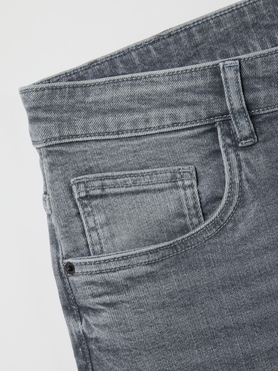 Men's comfort grey stretch cotton jeans_5