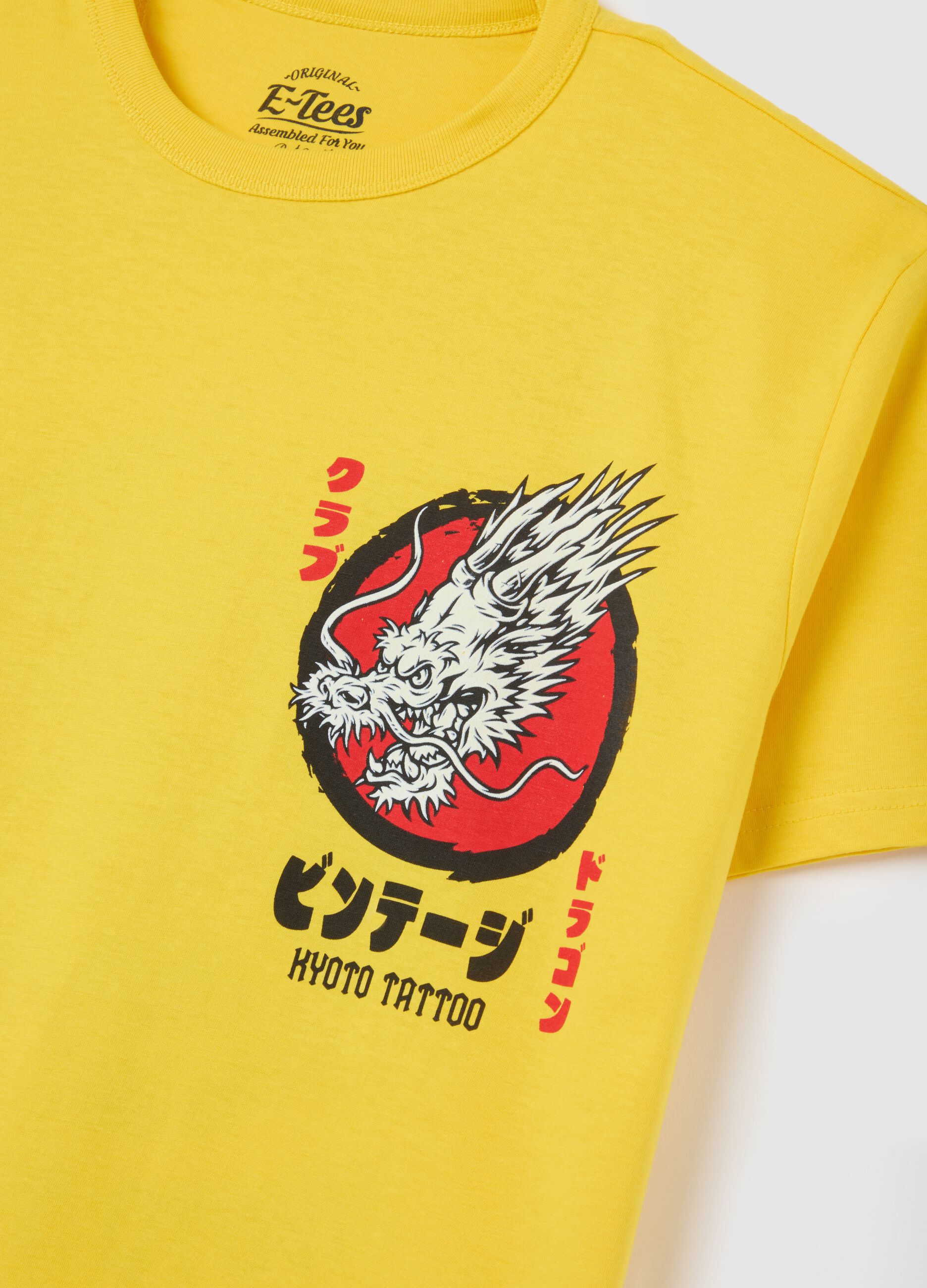 T-shirt da uomo in puro cotone gialla