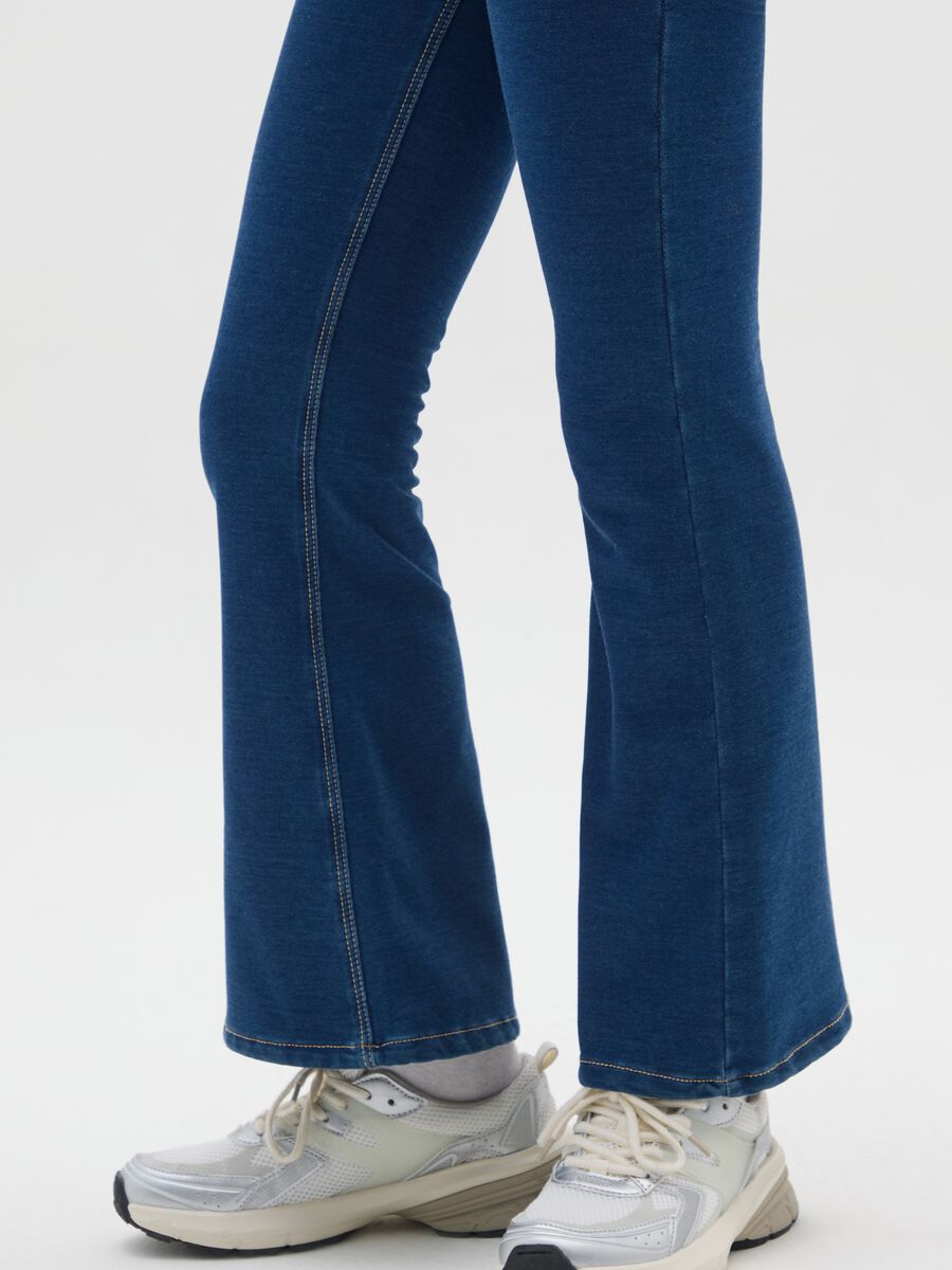 Jeggings flare da ragazza in cotone denim blu_3
