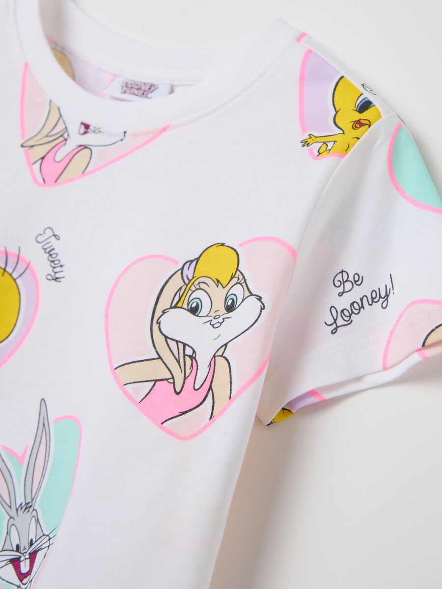 White T-shirt with Tweetie Pie and Lola Bunny print_2
