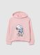 Girl's pink sweatshirt in cotton blend regular fit with print_0