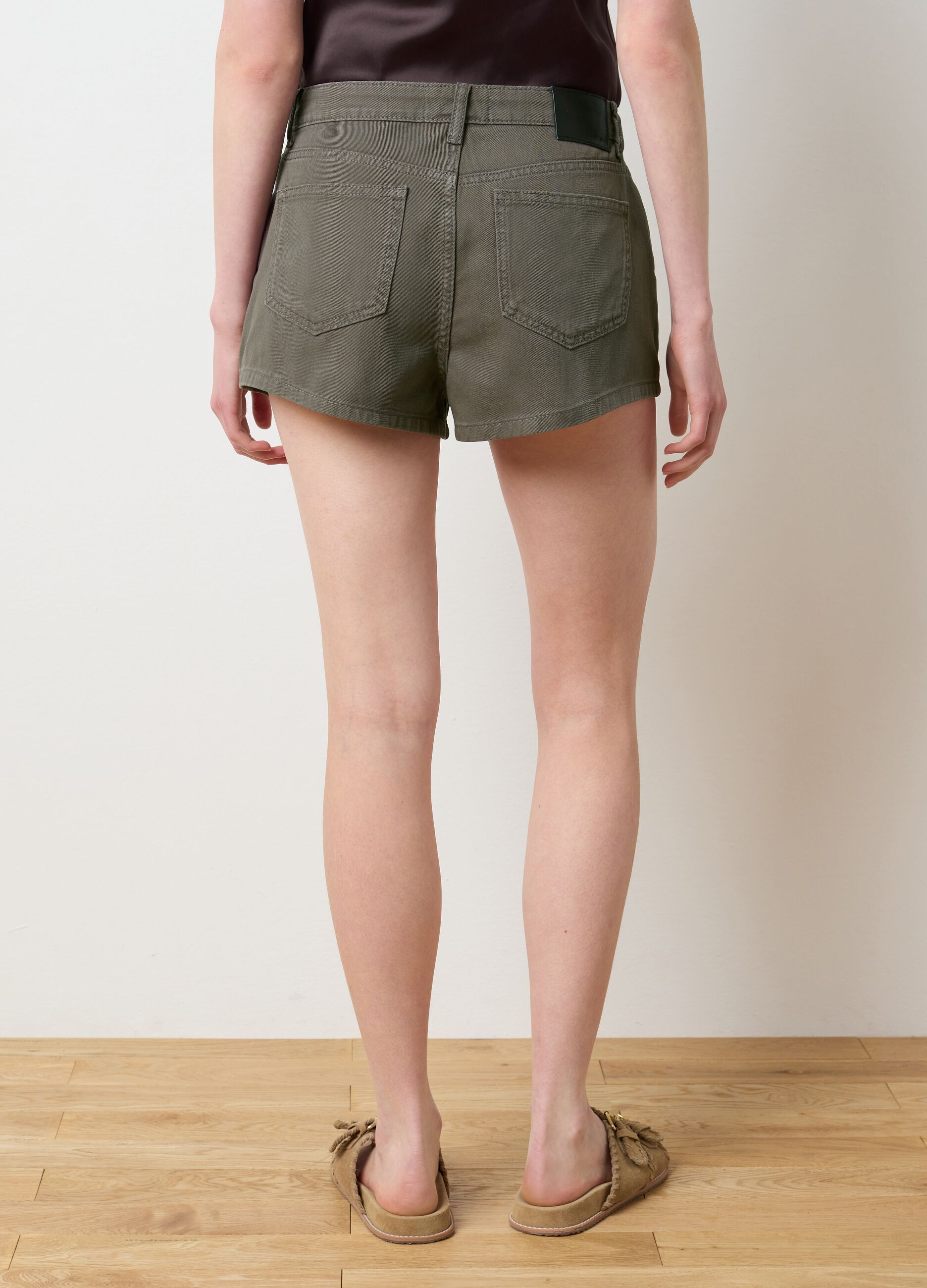 Shorts grigi da donna in puro cotone regular fit