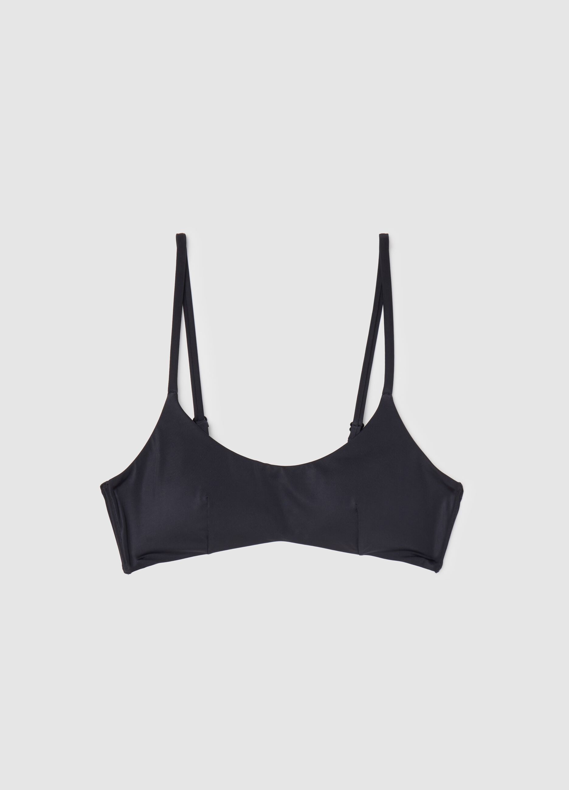 Black bralette bikini top with removable padding