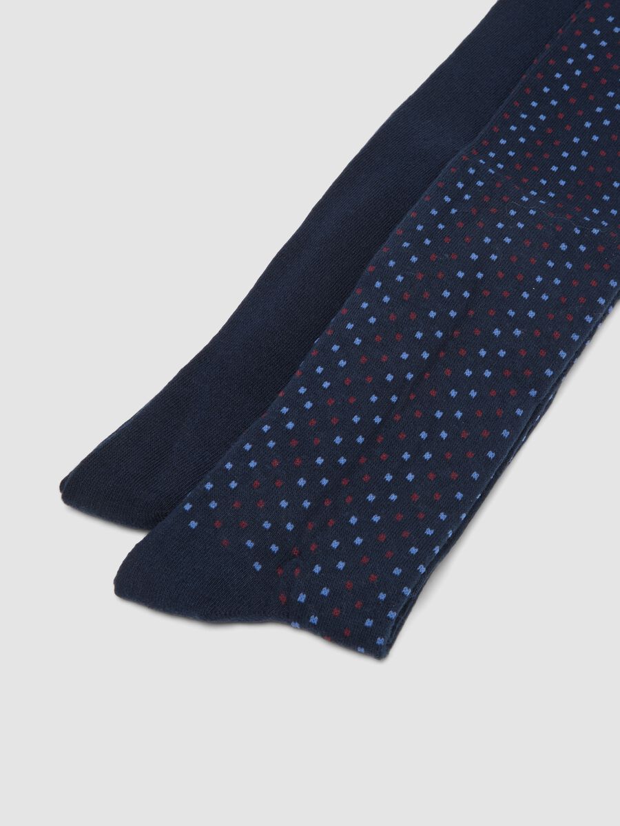 Three-pack of navy blue long socks in stretch organic cotton_1