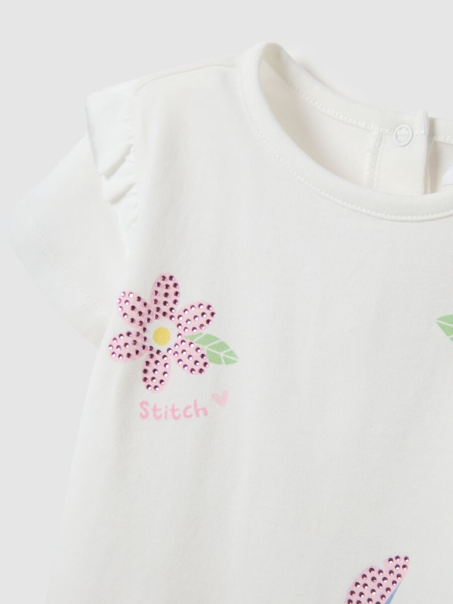 Girl's white cotton T-shirt, stretch regular fit with print_2
