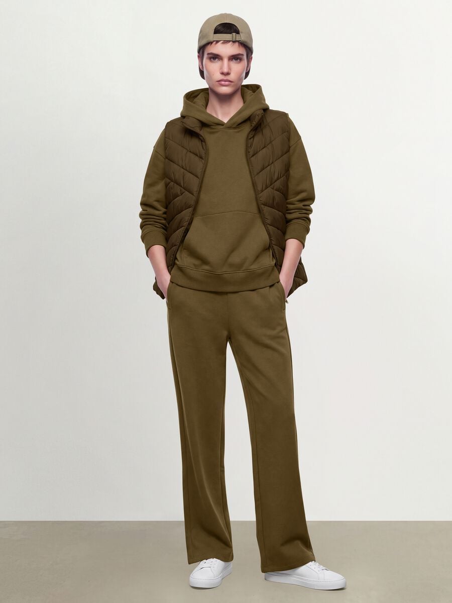 Pantaloni jogger verdi in misto cotone straight fit_0