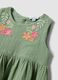 Green pure cotton mini dress with floral embroidery_2